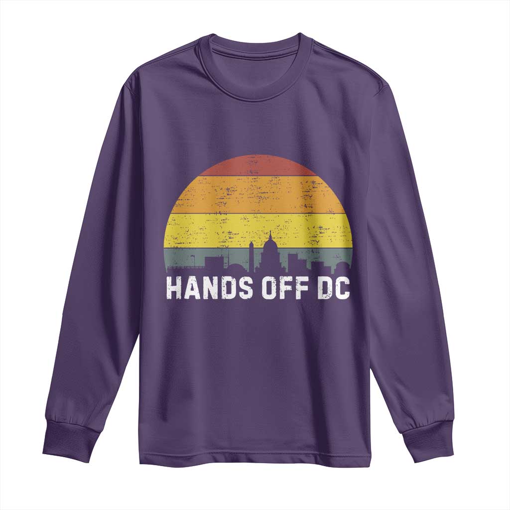 Hands Off DC Long Sleeve Shirt Retro Washington D.C. Skyline TS02 Purple Print Your Wear