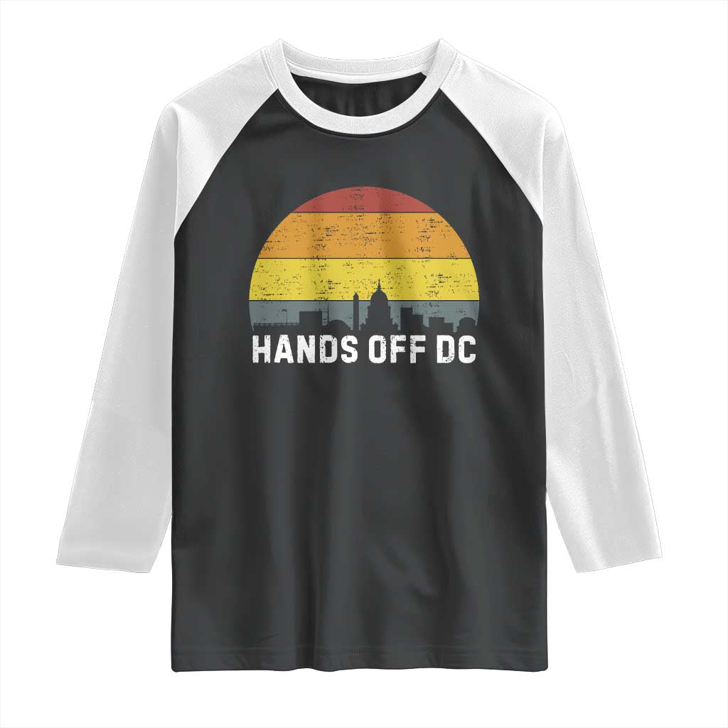 Hands Off DC Raglan Shirt Retro Washington D.C. Skyline TS02 Black White Print Your Wear