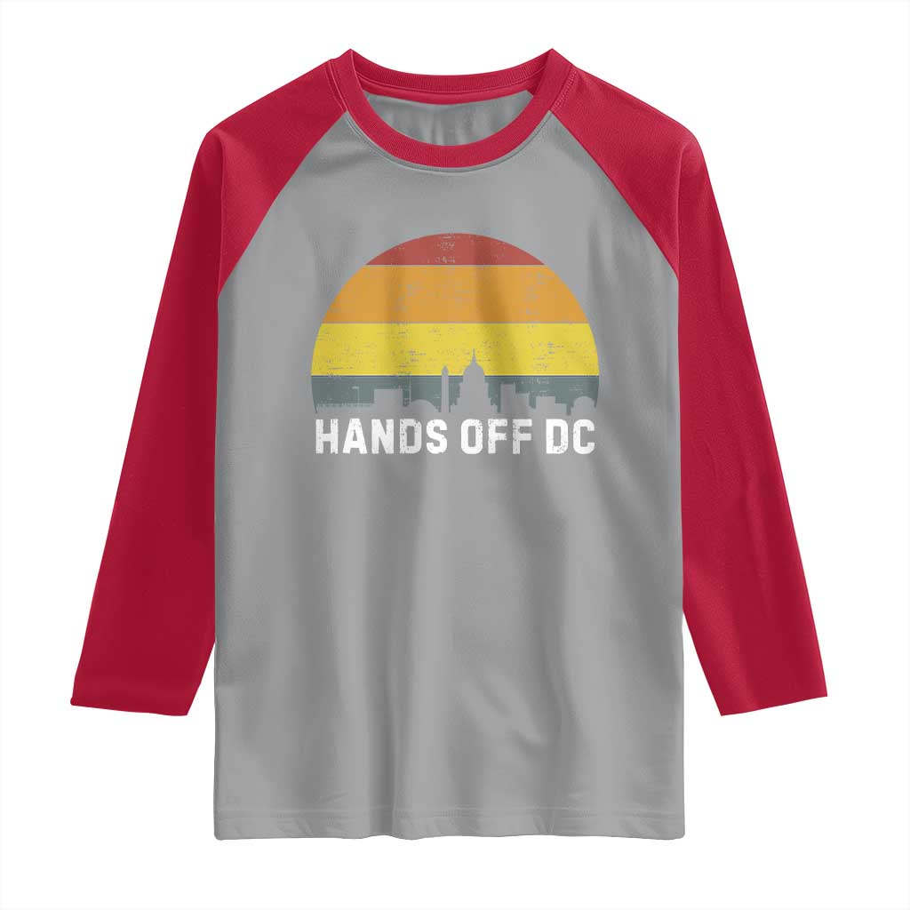 Hands Off DC Raglan Shirt Retro Washington D.C. Skyline TS02 Sport Gray Red Print Your Wear