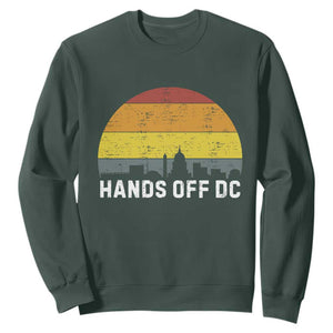 Hands Off DC Sweatshirt Retro Washington D.C. Skyline TS02 Dark Forest Green Print Your Wear