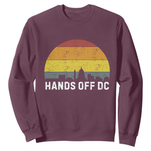 Hands Off DC Sweatshirt Retro Washington D.C. Skyline TS02 Maroon Print Your Wear
