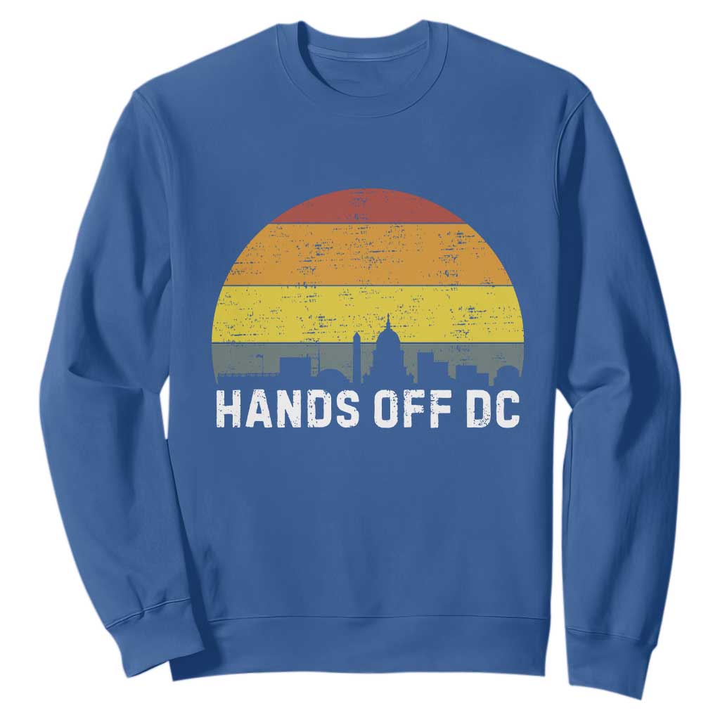Hands Off DC Sweatshirt Retro Washington D.C. Skyline TS02 Royal Blue Print Your Wear
