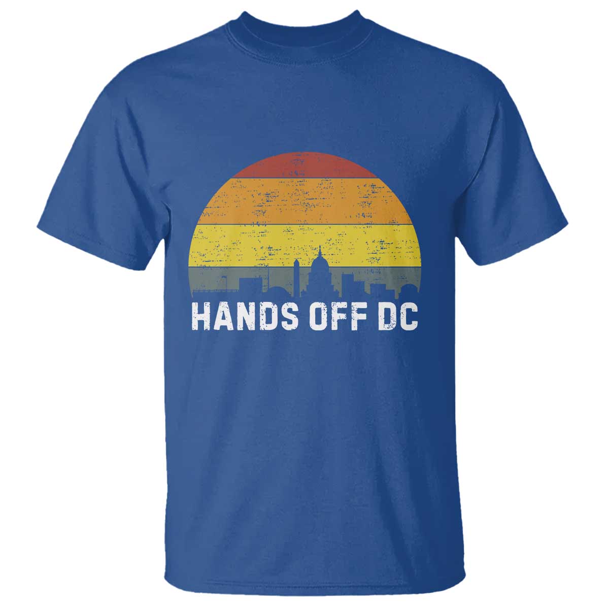 Hands Off DC T Shirt Retro Washington D.C. Skyline TS02 Royal Blue Print Your Wear
