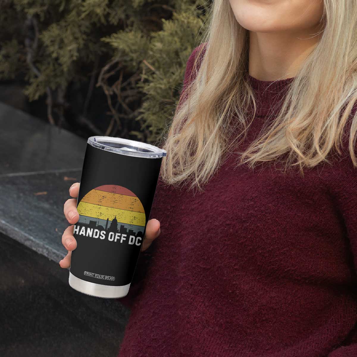 Hands Off DC Tumbler Cup Retro Washington D.C. Skyline TS02 Print Your Wear