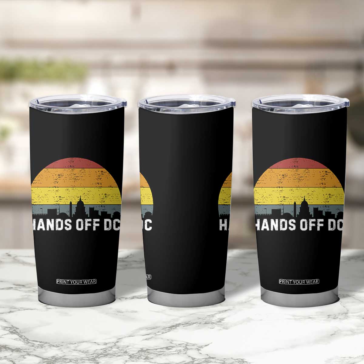 Hands Off DC Tumbler Cup Retro Washington D.C. Skyline TS02 Print Your Wear