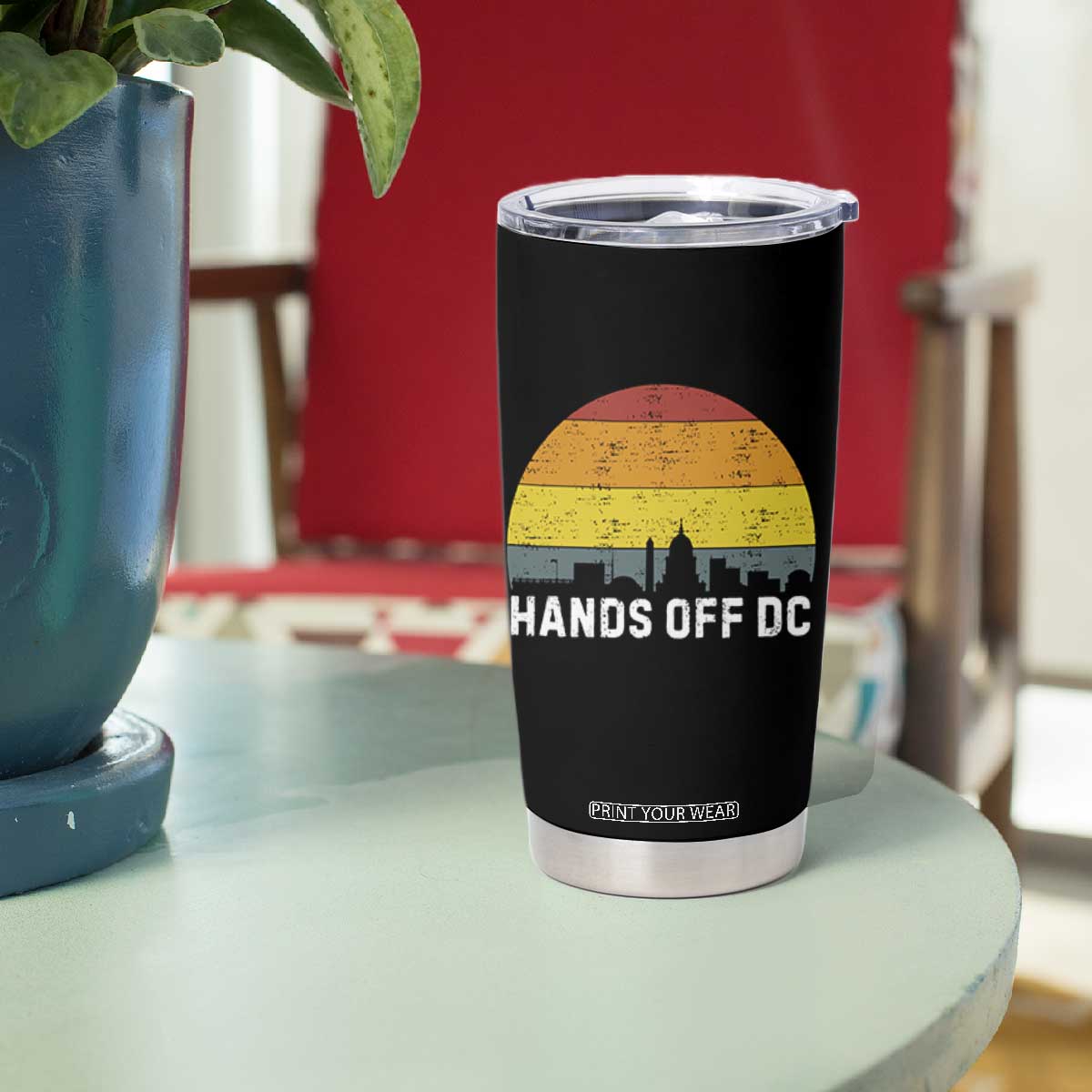 Hands Off DC Tumbler Cup Retro Washington D.C. Skyline TS02 Print Your Wear