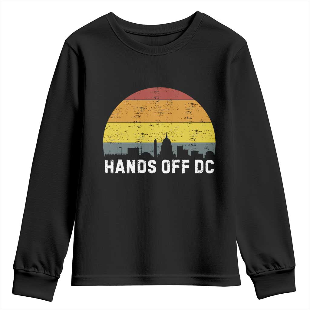 Hands Off DC Youth Sweatshirt Retro Washington D.C. Skyline TS02 Black Print Your Wear
