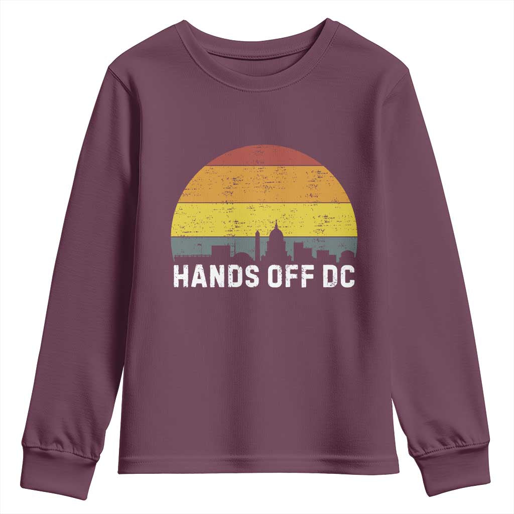 Hands Off DC Youth Sweatshirt Retro Washington D.C. Skyline TS02 Maroon Print Your Wear