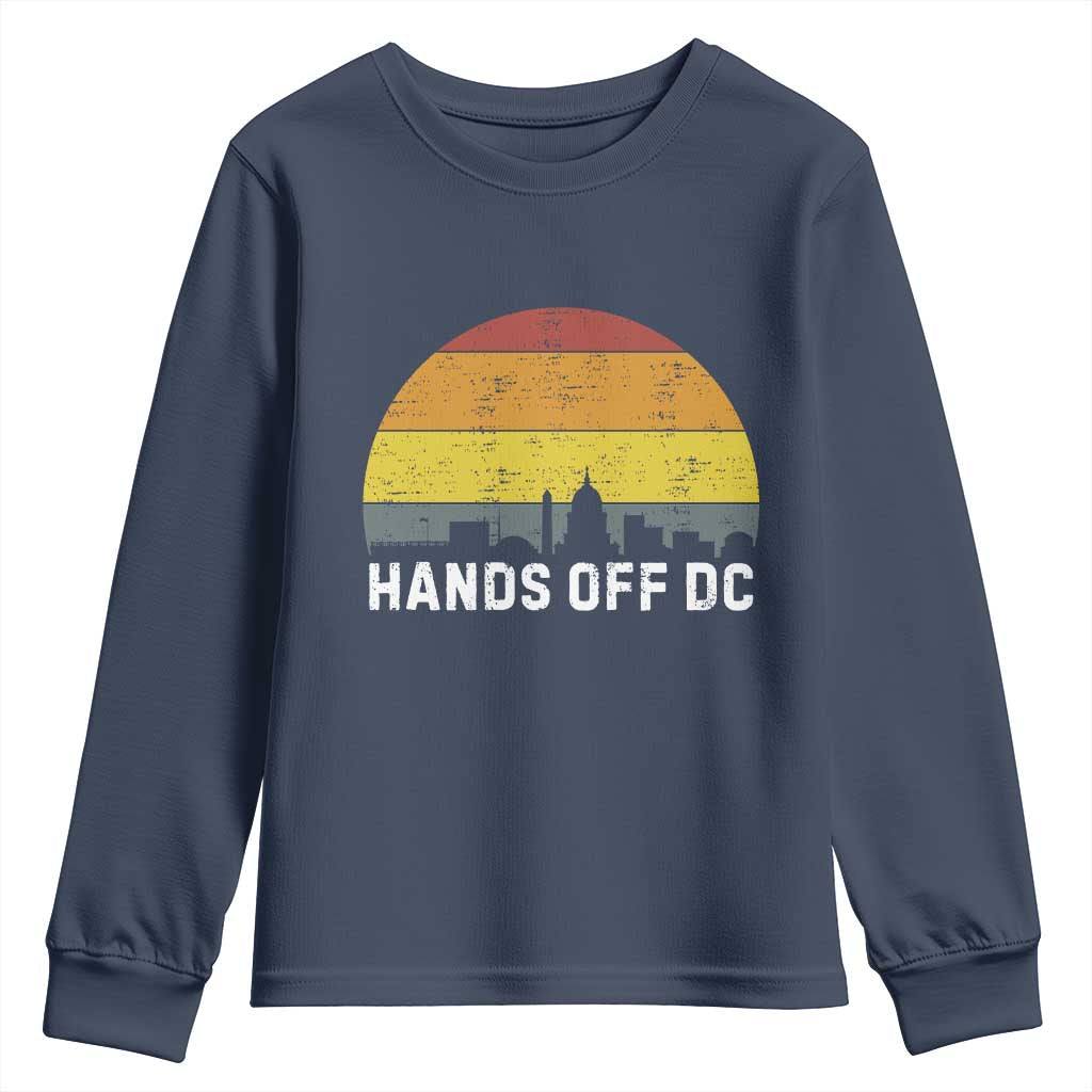 Hands Off DC Youth Sweatshirt Retro Washington D.C. Skyline TS02 Navy Print Your Wear