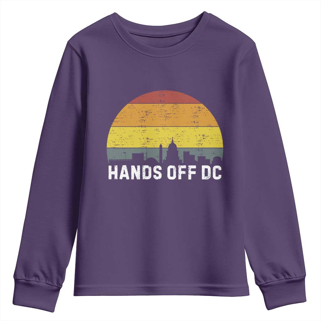 Hands Off DC Youth Sweatshirt Retro Washington D.C. Skyline TS02 Purple Print Your Wear