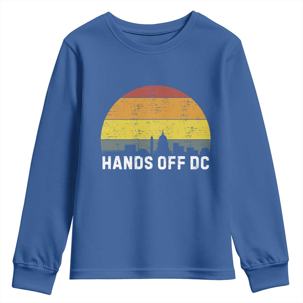 Hands Off DC Youth Sweatshirt Retro Washington D.C. Skyline TS02 Royal Blue Print Your Wear