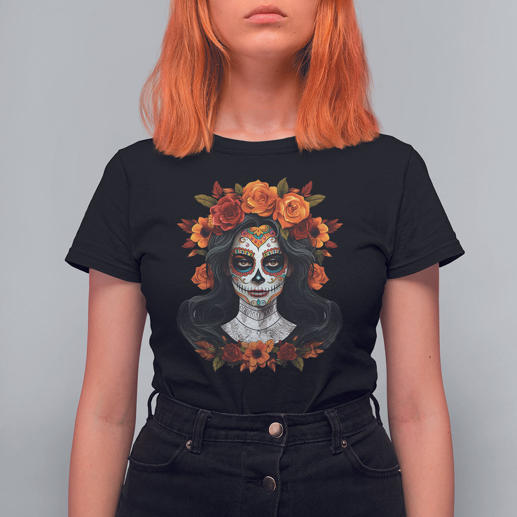 Women's Day Of The Dead Black T-Shirt - Short Sleeve, Sizes S-2XL - View #5