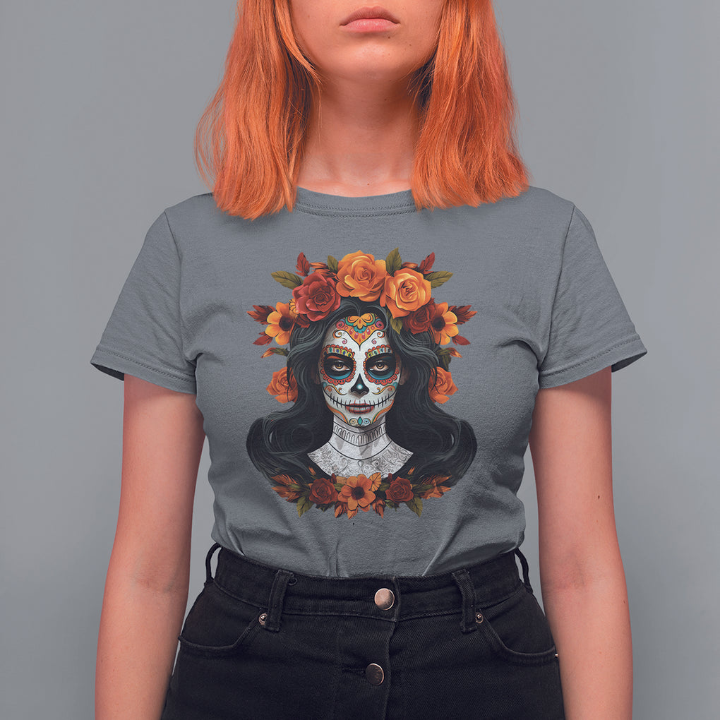 Day of the Dead Women T Shirt For Women De Los Muertos Calavera La Catrina Sugar Skull Women TS02 Charcoal Printyourwear