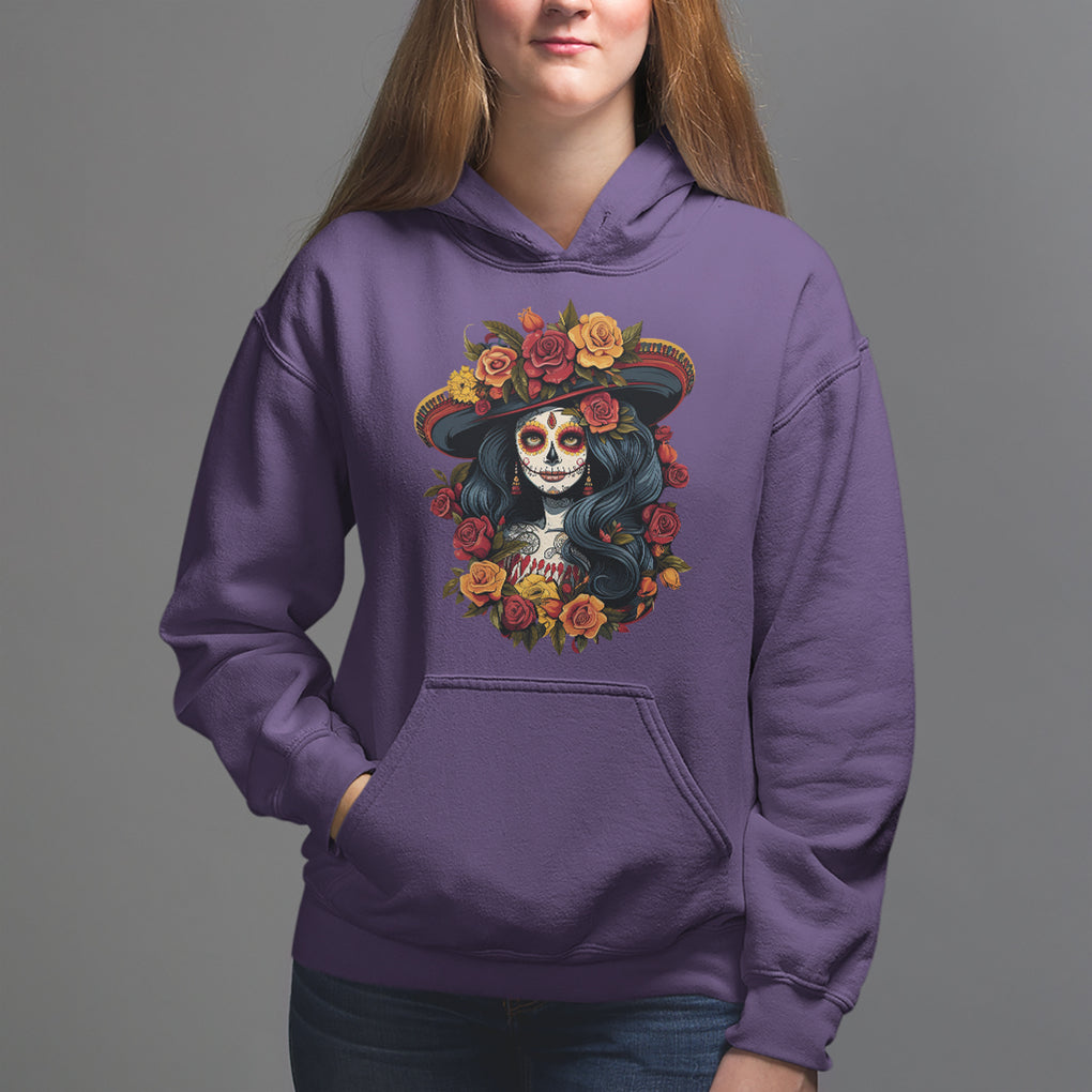 Day of the Dead Women Hoodie La Catrina De Los Muertos Calavera Sugar Skull Women TS02 Purple Printyourwear