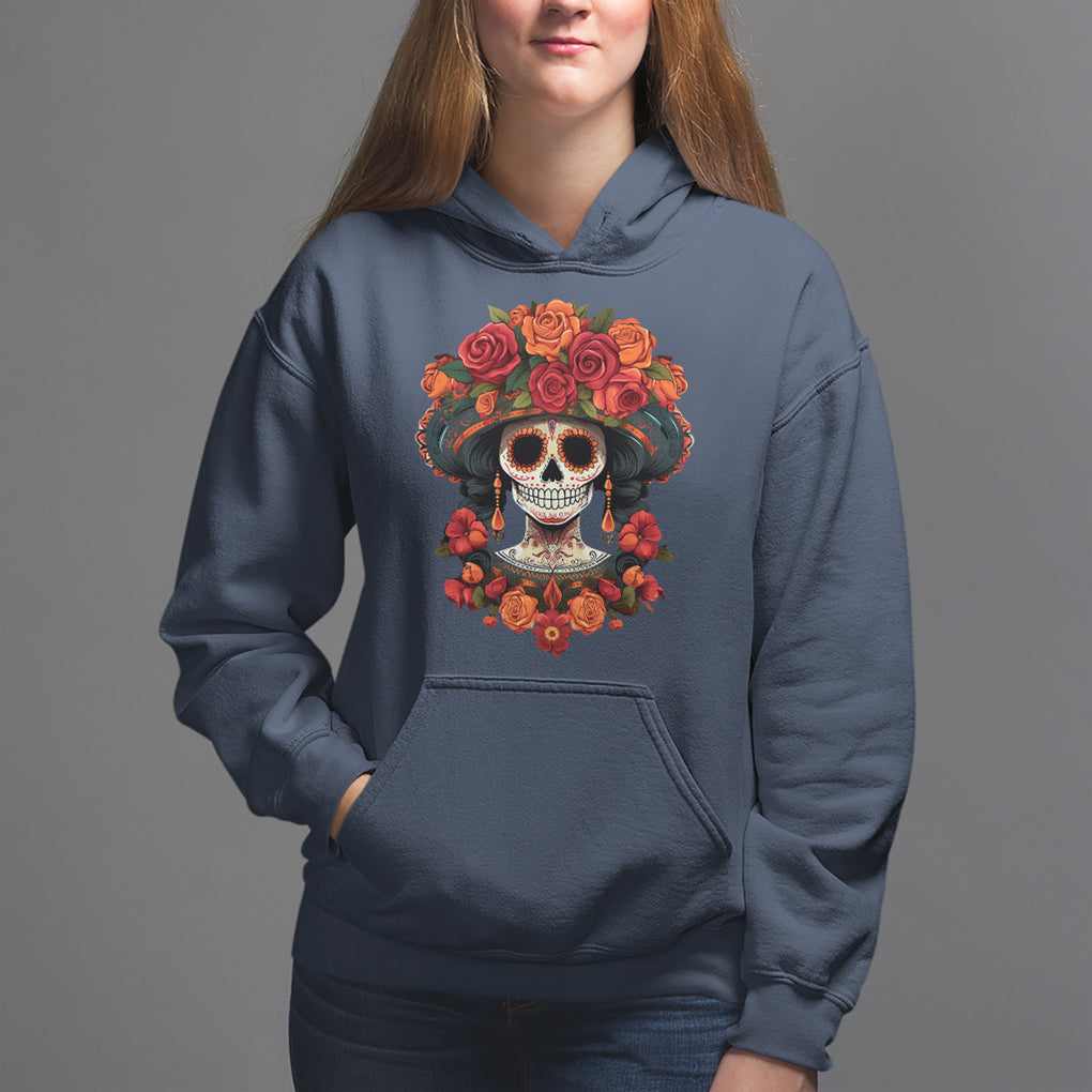 Day of the Dead Women Hoodie Dia De Los Muertos Calavera Sugar Skull Women TS02 Navy Printyourwear