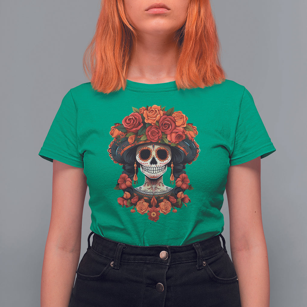 Day of the Dead Women T Shirt For Women Dia De Los Muertos Calavera Sugar Skull Women TS02 Irish Green Printyourwear
