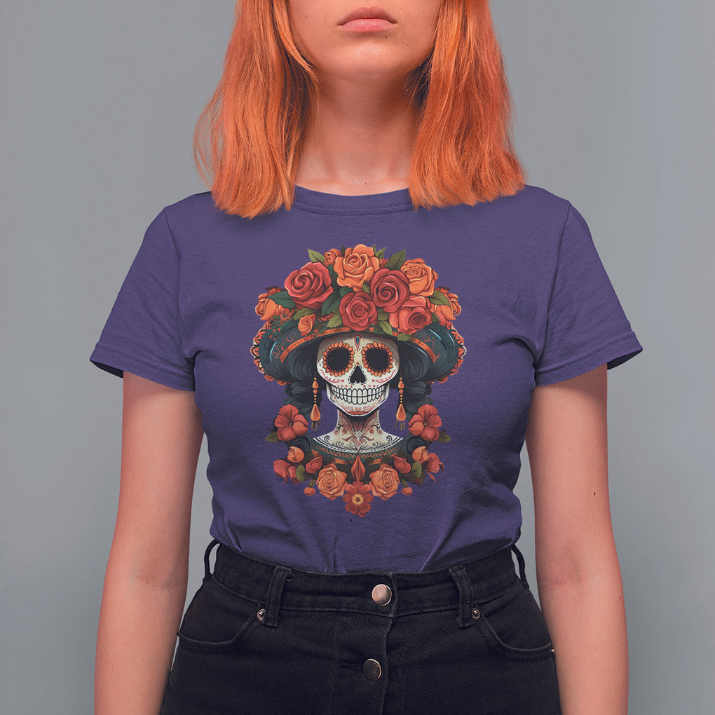 Day of the Dead Women T Shirt For Women Dia De Los Muertos Calavera Sugar Skull Women TS02 Purple Printyourwear