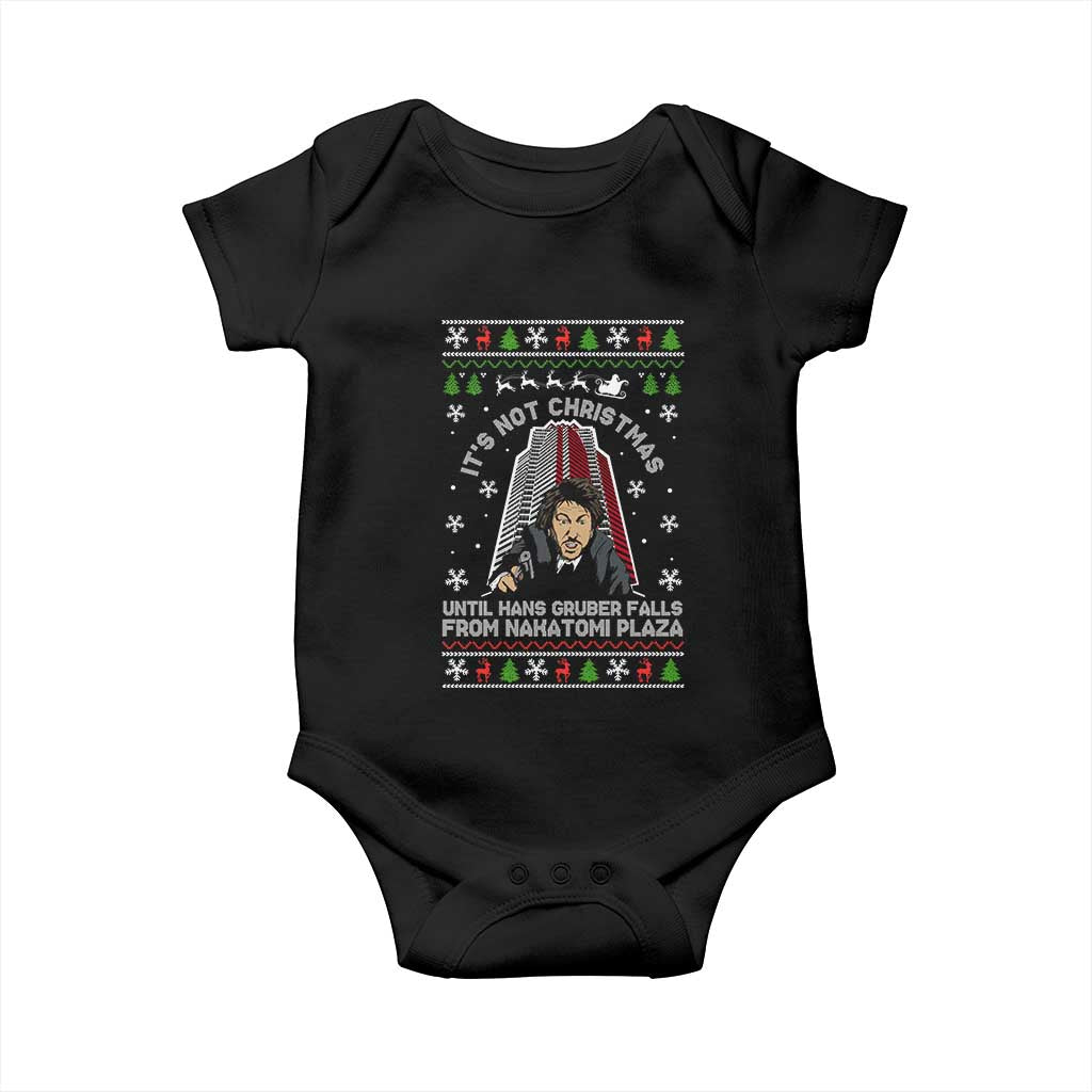 Nakatomi Plaza Baby Onesie It's Not Christmas Until Hans Gruber Falls TS02 Black Print Your Wear