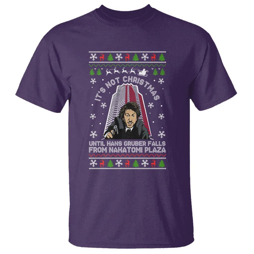 Nakatomi Plaza T Shirt It's Not Christmas Until Hans Gruber Falls TS02 Purple Printyourwear
