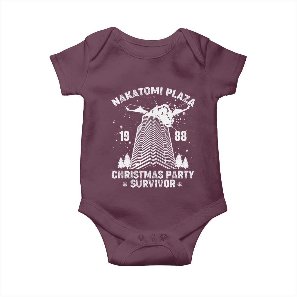 Nakatomi Plaza Baby Onesie Christmas Party 1988 Survivor TS02 Maroon Print Your Wear