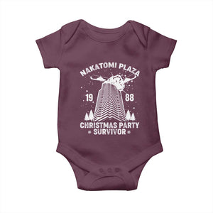 Nakatomi Plaza Baby Onesie Christmas Party 1988 Survivor TS02 Maroon Print Your Wear