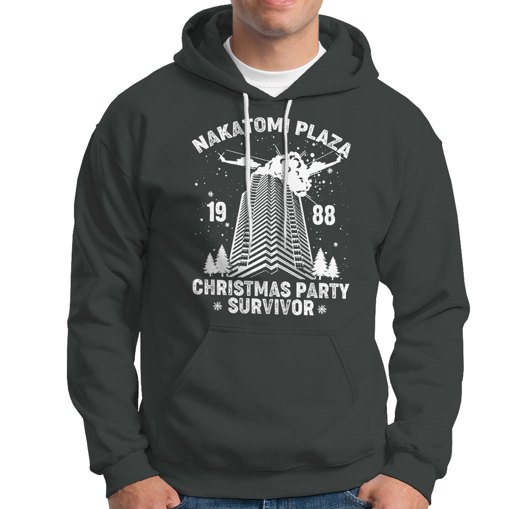 Nakatomi Plaza Hoodie Christmas Party 1988 Survivor TS02 Dark Heather Printyourwear