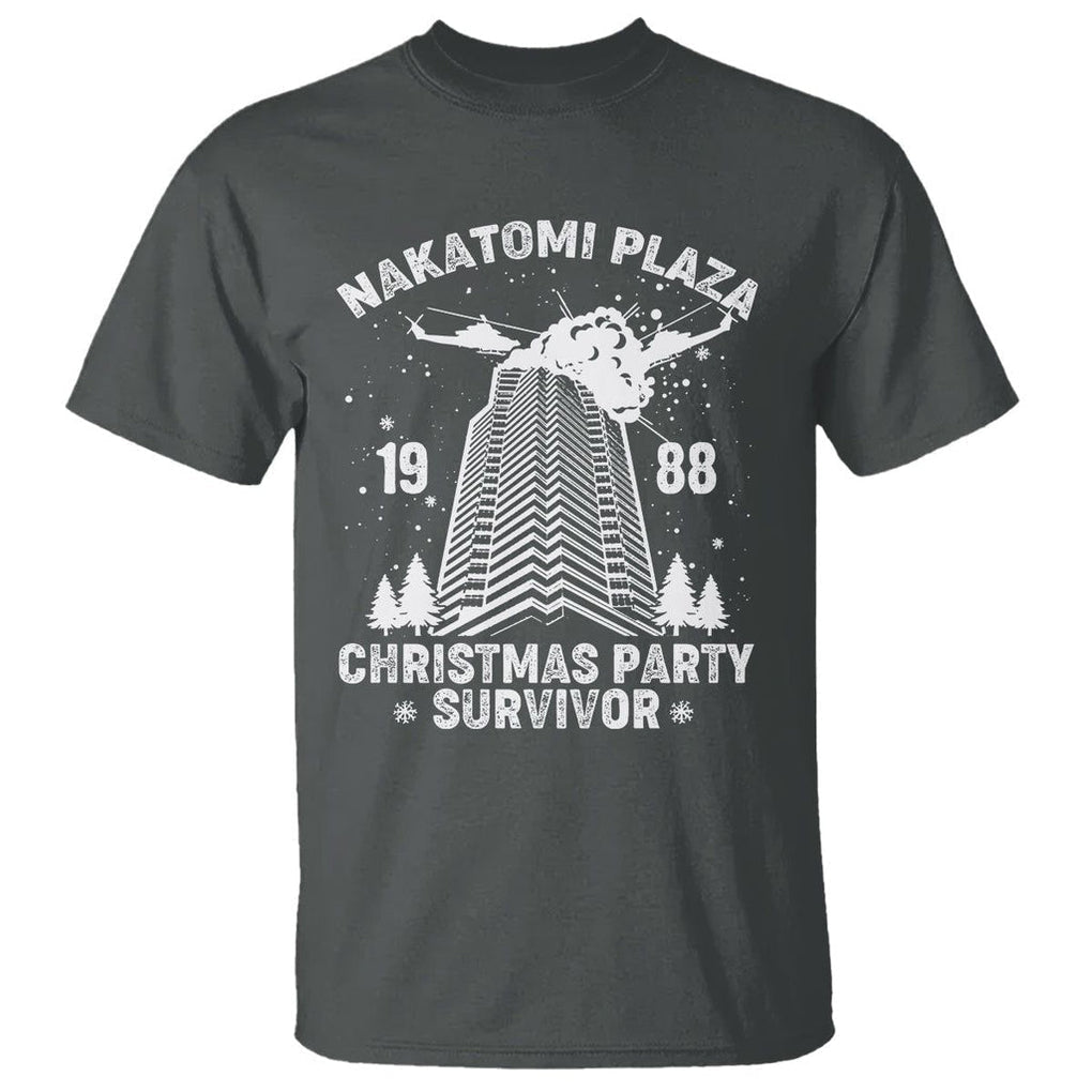 Nakatomi Plaza T Shirt Christmas Party 1988 Survivor TS02 Dark Heather Printyourwear