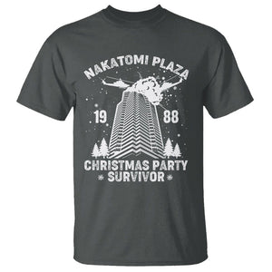 Nakatomi Plaza T Shirt Christmas Party 1988 Survivor TS02 Dark Heather Printyourwear