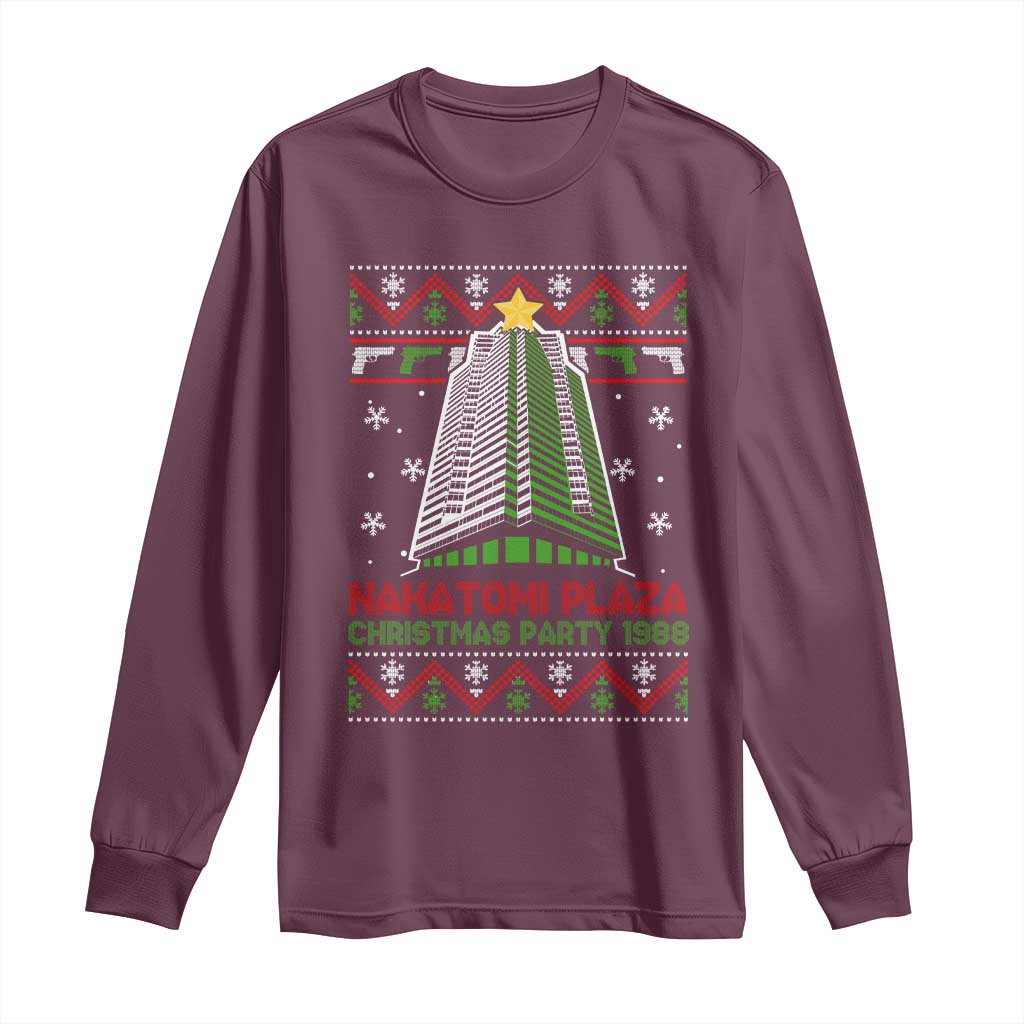 Nakatomi Plaza Long Sleeve Shirt Christmas Party 1988 TS02 Maroon Print Your Wear
