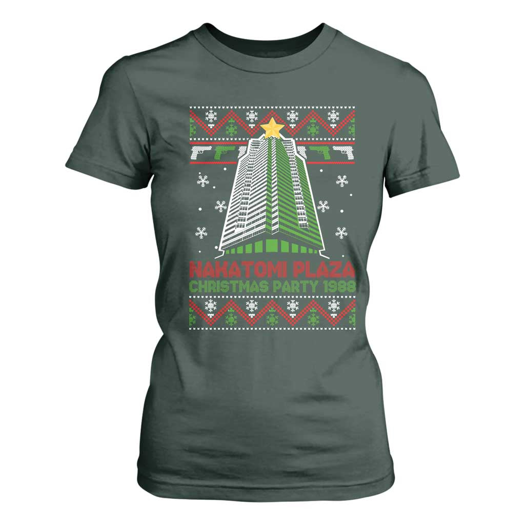 Nakatomi Plaza T Shirt For Women Christmas Party 1988 TS02 Dark Forest Green Print Your Wear