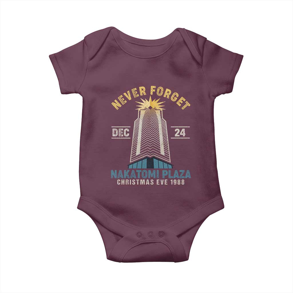 Nakatomi Plaza Baby Onesie Never Forget December 24 Christmas Eve 1988 TS02 Maroon Print Your Wear