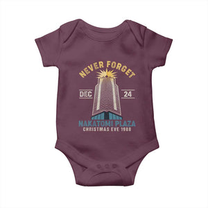 Nakatomi Plaza Baby Onesie Never Forget December 24 Christmas Eve 1988 TS02 Maroon Print Your Wear