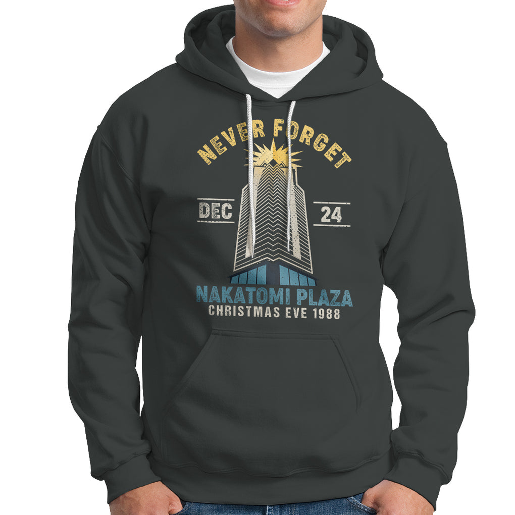 Nakatomi Plaza Hoodie Never Forget December 24 Christmas Eve 1988 TS02 Dark Heather Printyourwear