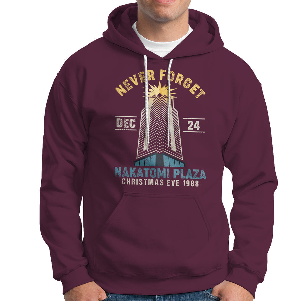 Nakatomi Plaza Hoodie Never Forget December 24 Christmas Eve 1988 TS02 Maroon Printyourwear