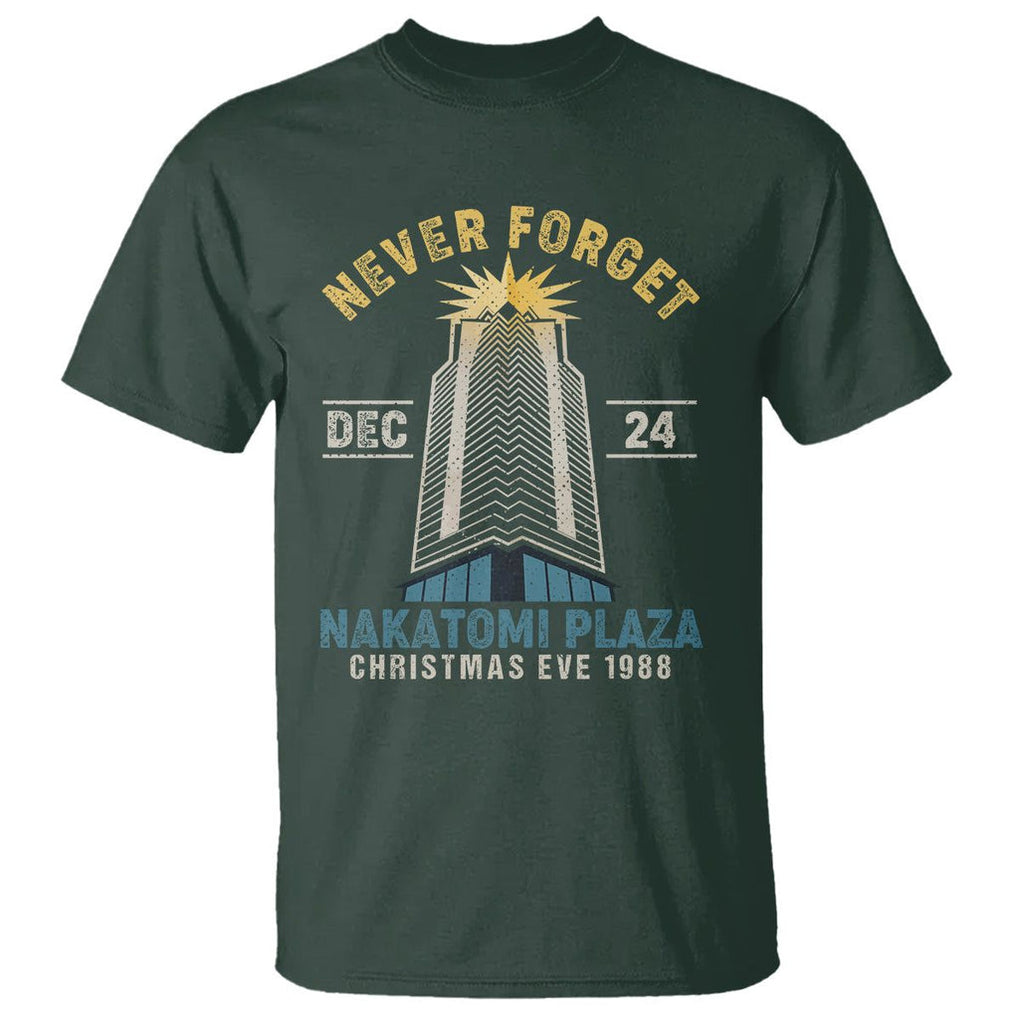 Nakatomi Plaza T Shirt Never Forget December 24 Christmas Eve 1988 TS02 Dark Forest Green Printyourwear