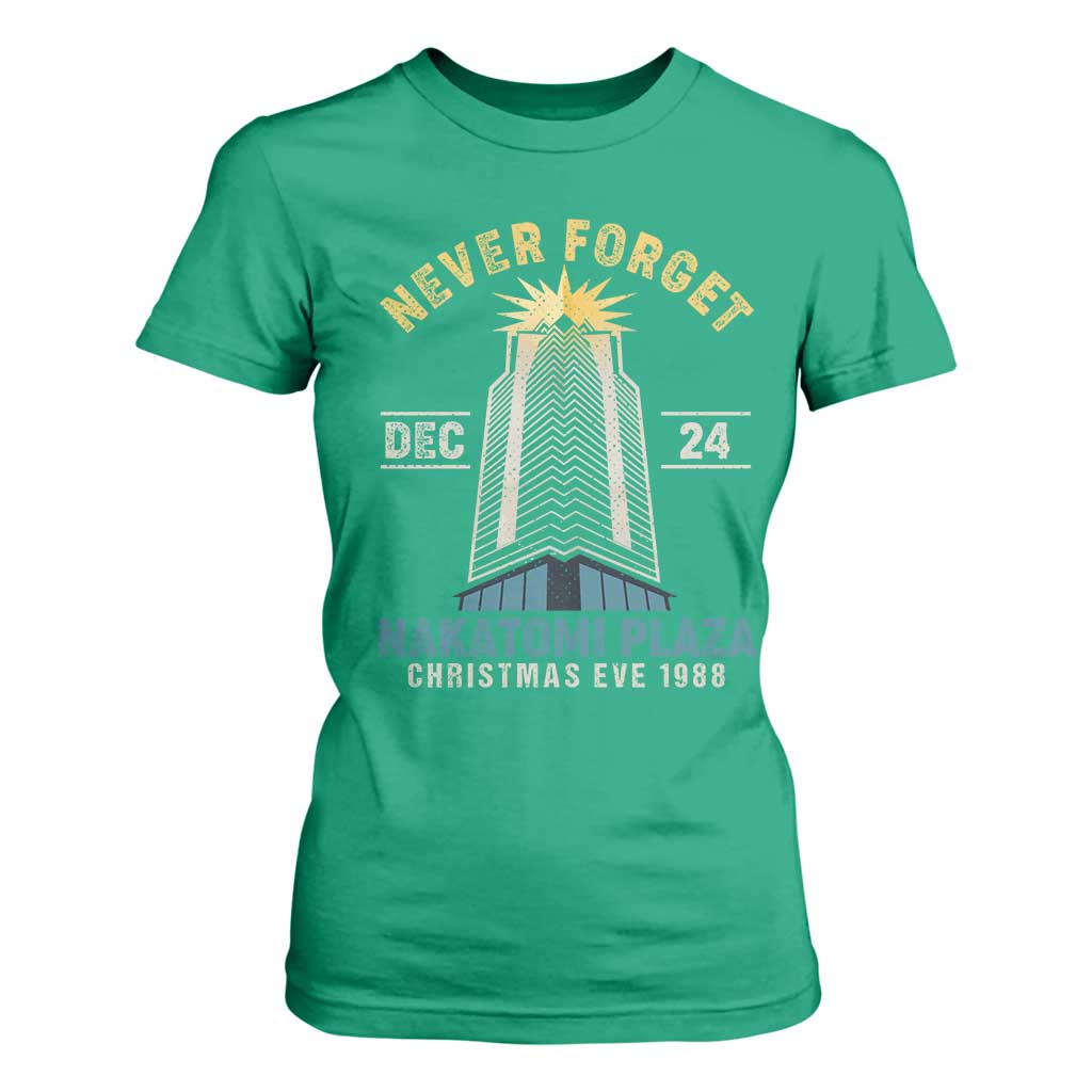 Nakatomi Plaza T Shirt For Women Never Forget December 24 Christmas Eve 1988 TS02 Irish Green Print Your Wear