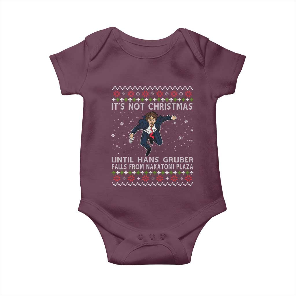 Nakatomi Plaza Baby Onesie It's Not Christmas Until Hans Gruber Falls From Building TS02 Maroon Print Your Wear