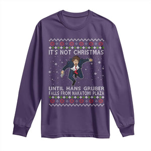 Nakatomi Plaza Long Sleeve Shirt It's Not Christmas Until Hans Gruber Falls From Building TS02 Purple Print Your Wear