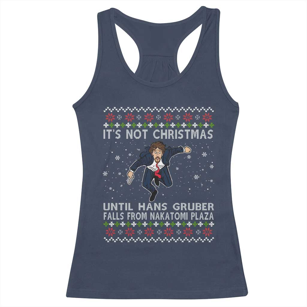 Nakatomi Plaza Racerback Tank Top It's Not Christmas Until Hans Gruber Falls From Building TS02 Navy Print Your Wear