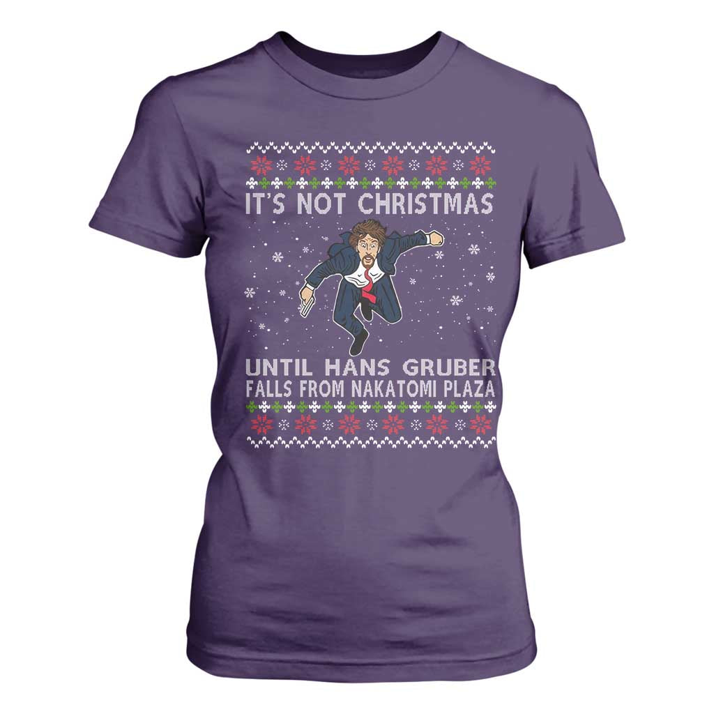 Nakatomi Plaza T Shirt For Women It's Not Christmas Until Hans Gruber Falls From Building TS02 Purple Print Your Wear
