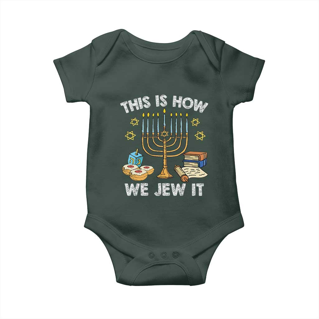 Funny Jewish Hanukkah Baby Onesie This How We Jew It Menorah Chanukah TS02 Print Your Wear