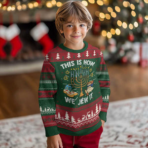 Funny Jewish Hanukkah Ugly Christmas Sweater This How We Jew It Menorah Chanukah TS02 Christmas Print Your Wear