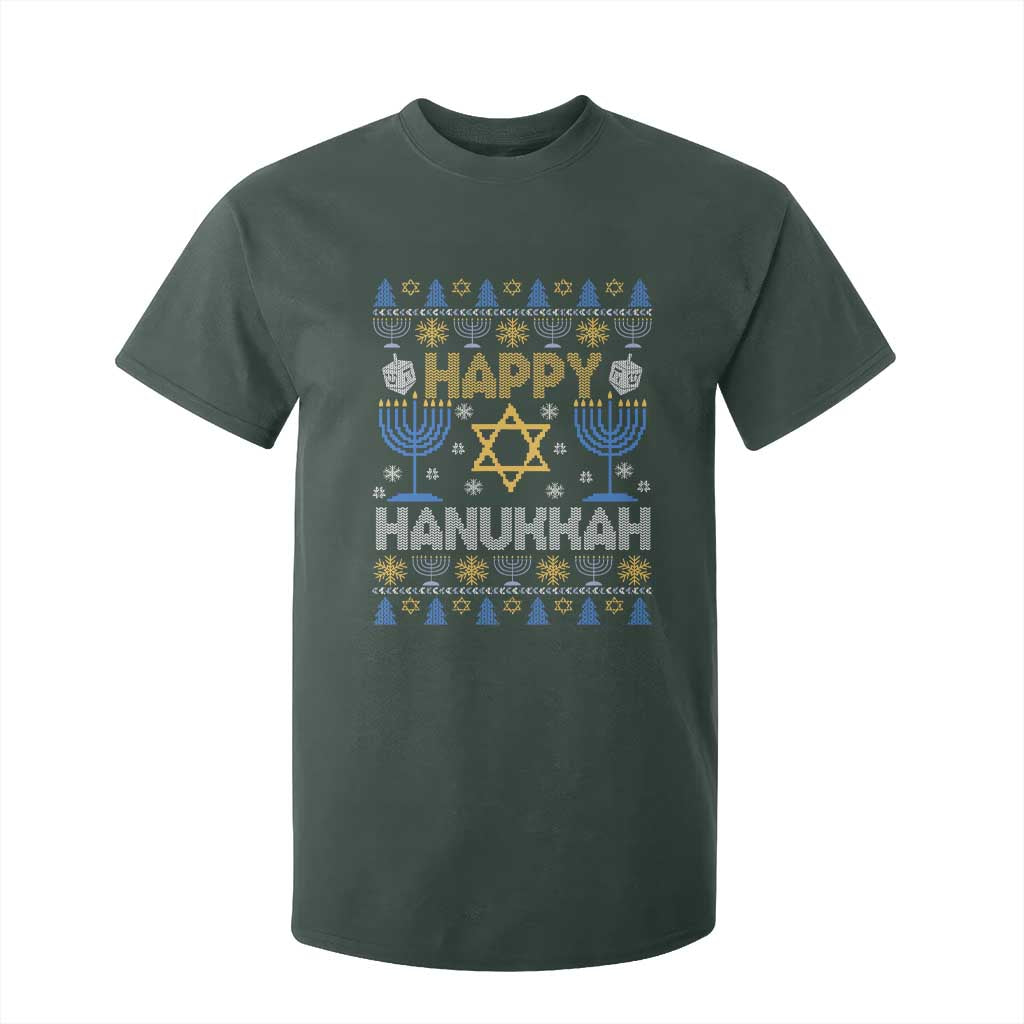 Happy Hanukkah T Shirt For Kid Jewish Festival of Lights Hanukkiah Menorah Ugly Chanukah TS02 Dark Forest Green Print Your Wear