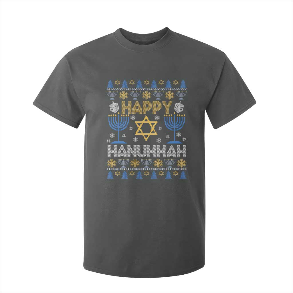 Happy Hanukkah T Shirt For Kid Jewish Festival of Lights Hanukkiah Menorah Ugly Chanukah TS02 Dark Heather Print Your Wear