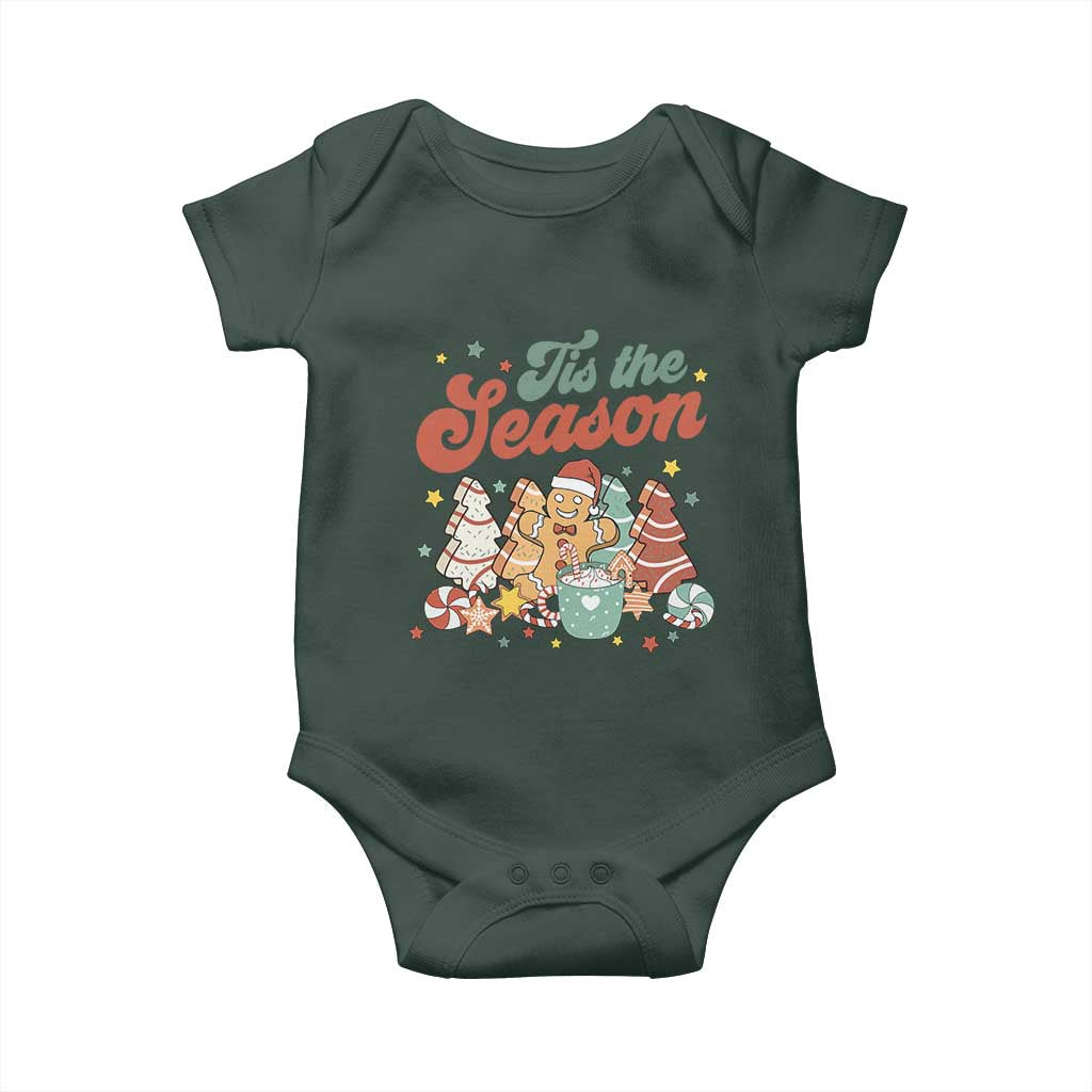 Christmas Cookies Baby Onesie Tis The Season Xmas Tree Cakes Gingerbread Man Retro Groovy TS02 Print Your Wear