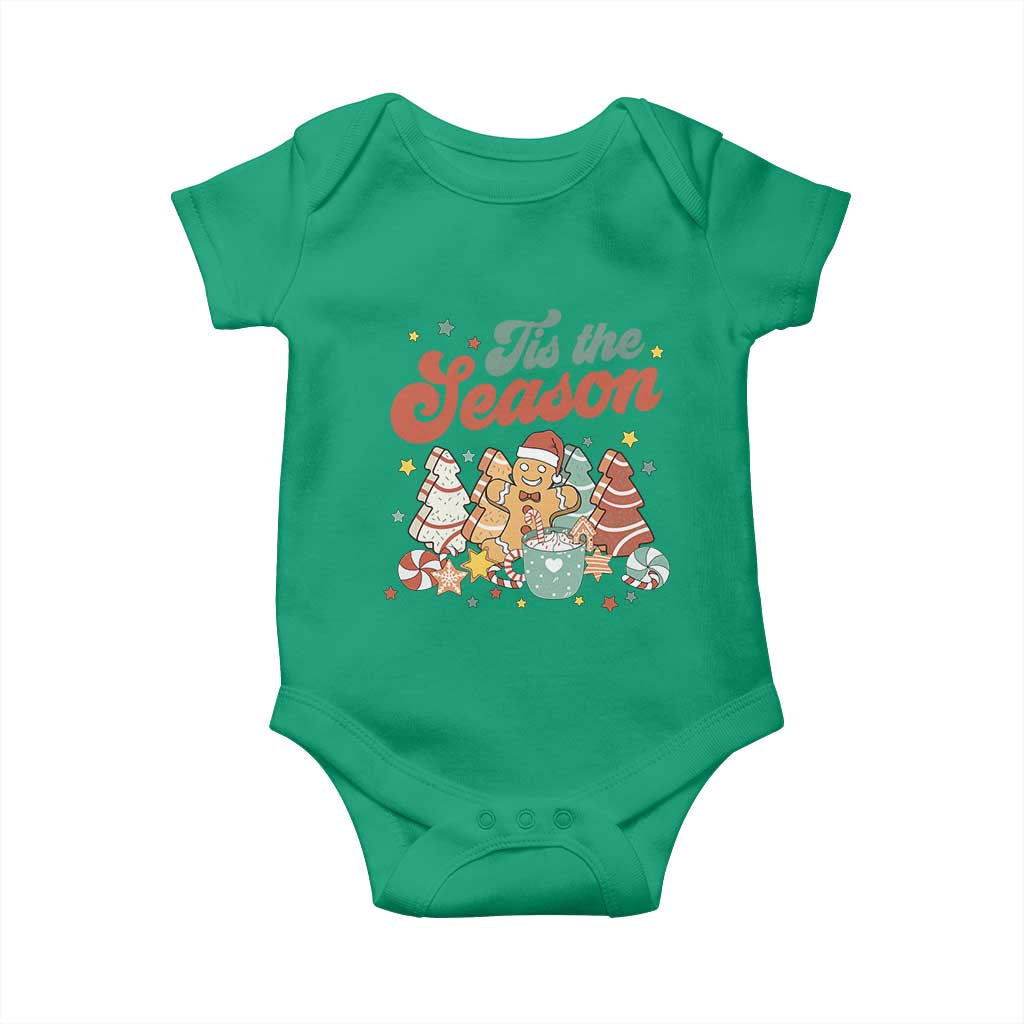 Christmas Cookies Baby Onesie Tis The Season Xmas Tree Cakes Gingerbread Man Retro Groovy TS02 Irish Green Print Your Wear