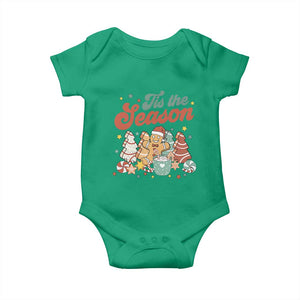 Christmas Cookies Baby Onesie Tis The Season Xmas Tree Cakes Gingerbread Man Retro Groovy TS02 Irish Green Print Your Wear