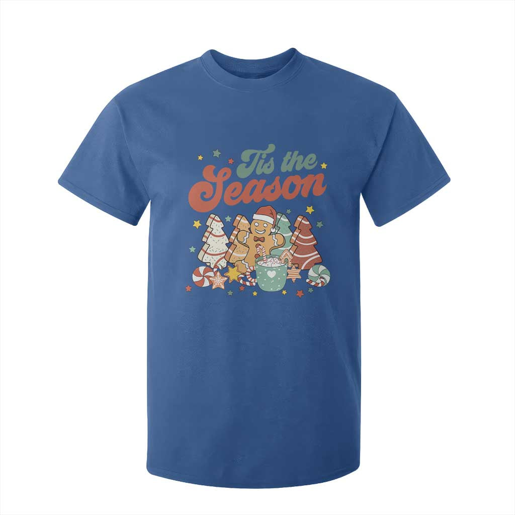 Christmas Cookies T Shirt For Kid Tis The Season Xmas Tree Cakes Gingerbread Man Retro Groovy TS02 Royal Blue Print Your Wear