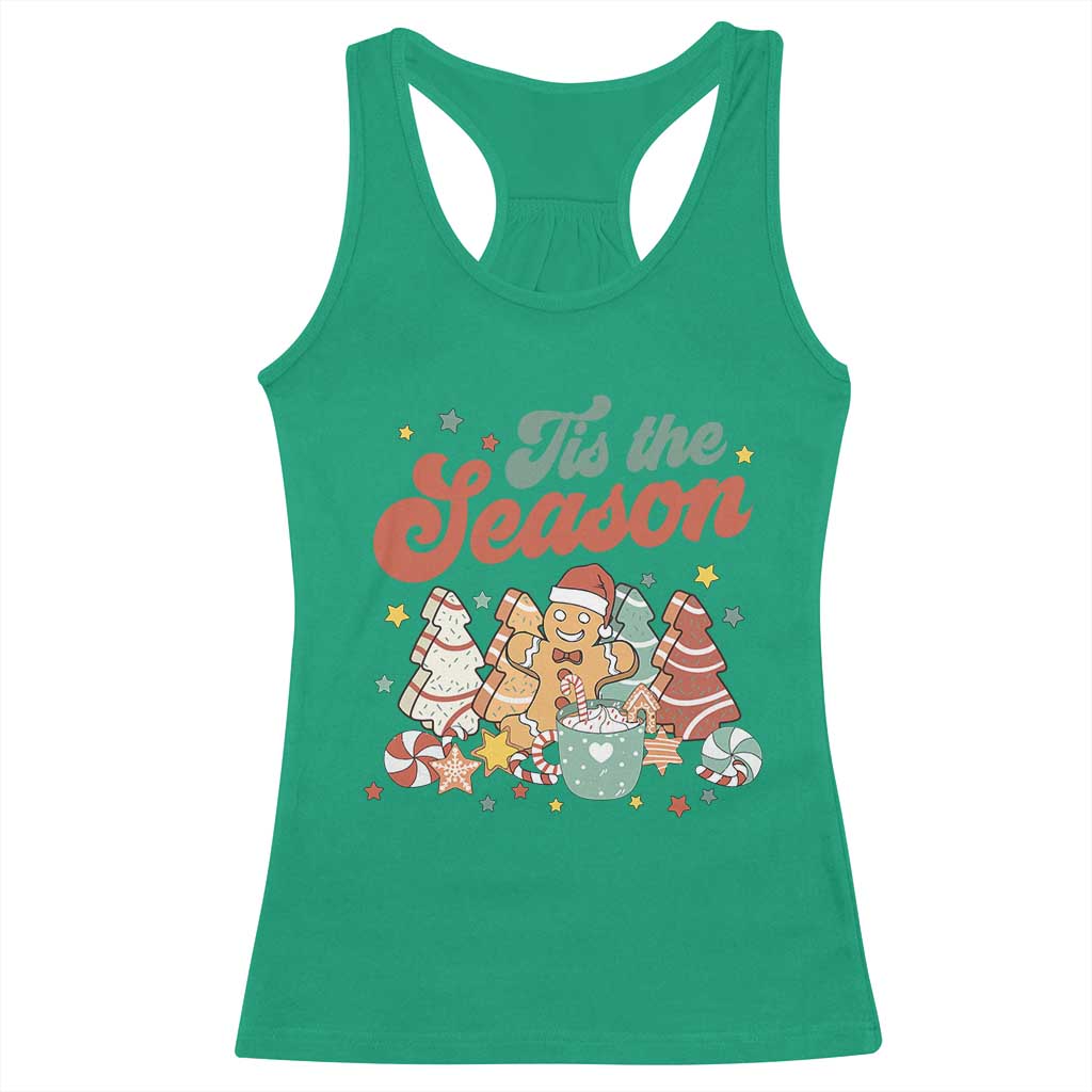 Christmas Cookies Racerback Tank Top Tis The Season Xmas Tree Cakes Gingerbread Man Retro Groovy TS02 Irish Green Print Your Wear