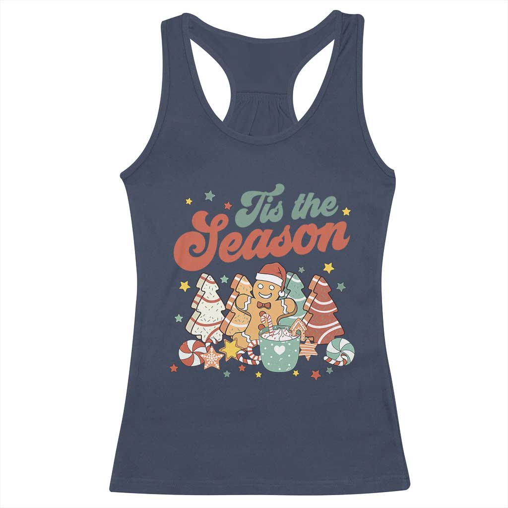 Christmas Cookies Racerback Tank Top Tis The Season Xmas Tree Cakes Gingerbread Man Retro Groovy TS02 Navy Print Your Wear